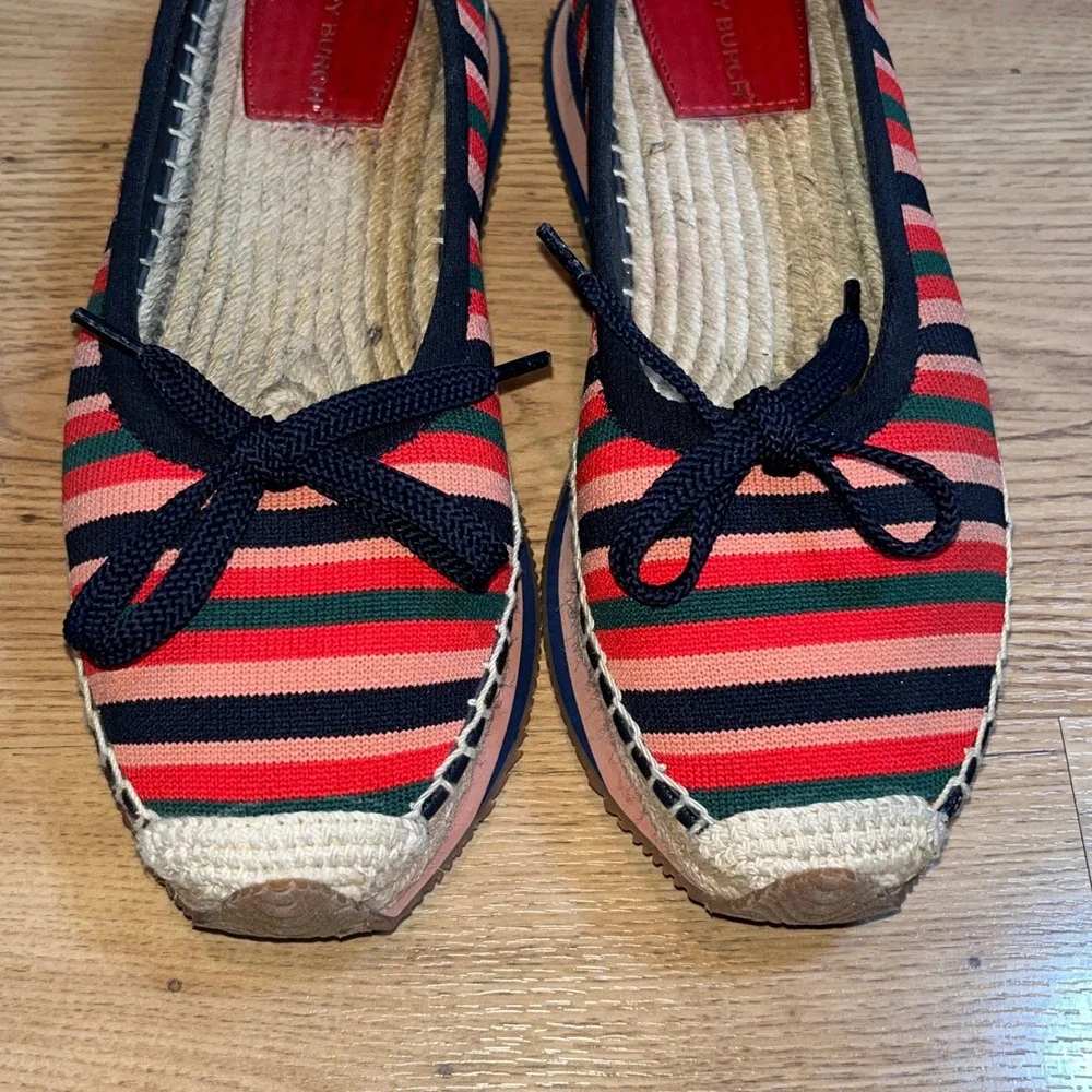 Tory Burch Daisy Sport Espadrille Flats Womens 10.5 Color Striped Canvas Slip On